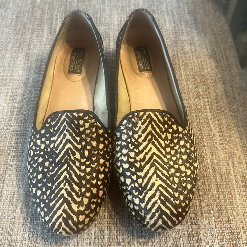 Adam Tucker Me Too Dyed Cow Calf Hair Slip On Ballet Flat Shoes SZ 6.5M CAREER